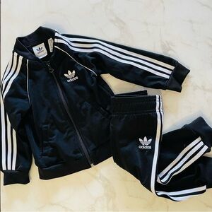 Adidas Kids Black and White Track Suit